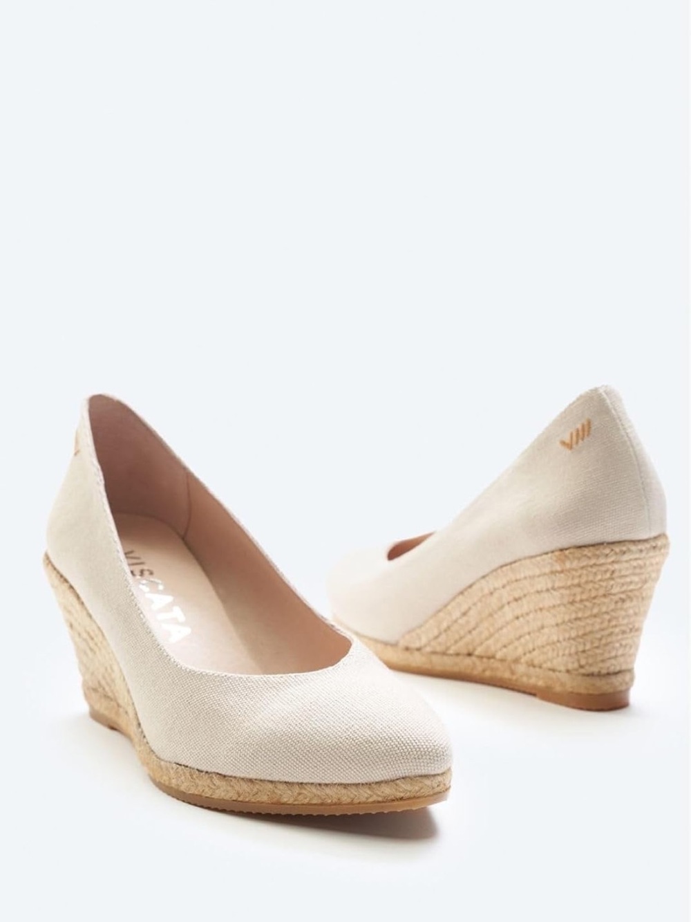 VISCATA Roses Espadrille Canvas Wedges Spain Handmade Woven Organic Cotton Pump